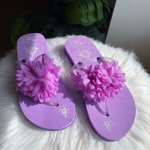 Y2K Purple Floral Flip Flops